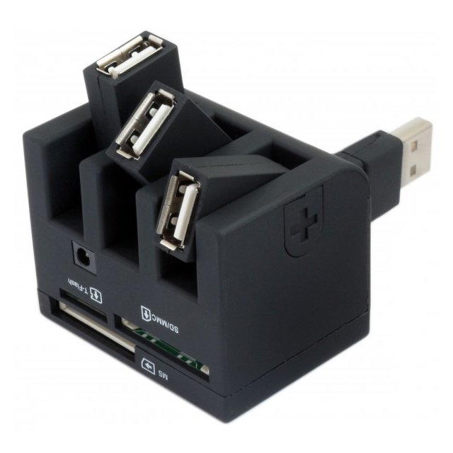 Хаб на 3 USB-порти з картридером Gembird UHB-FD1