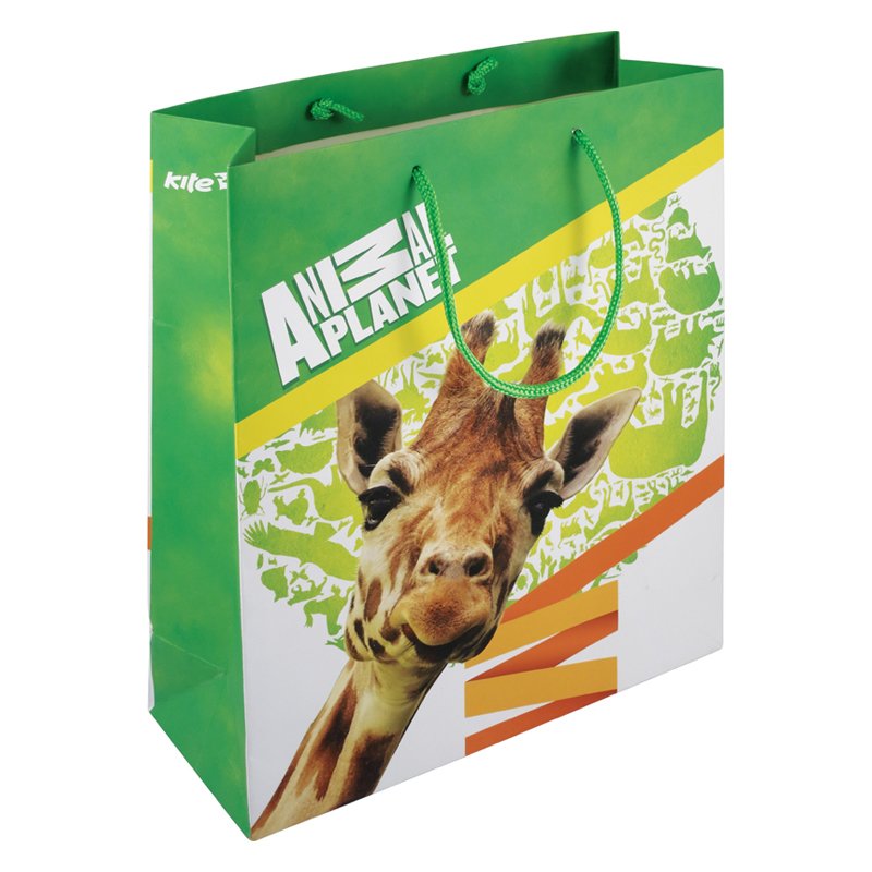 Паперовий подарунковий пакет Kite "Animal Planet" 26х32х10 см