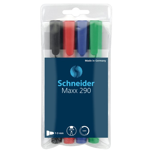 Набір маркерів для дошки та фліпчарту Schneider Maxx 290 1-3мм 4 кольори