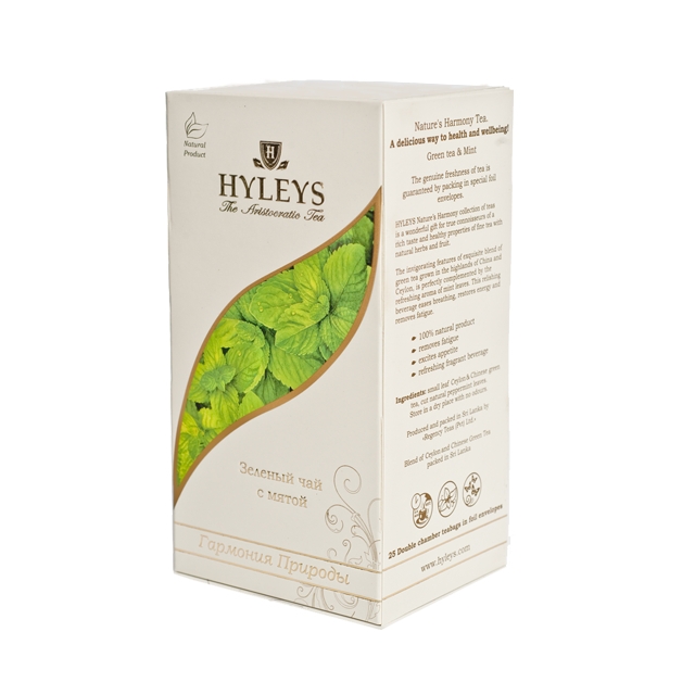 Чай Hyleys Гармонія Природи Зелений з м’ятою в конвертиках 25х1,5г