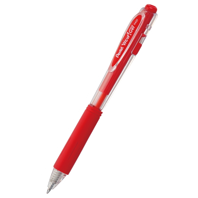 Ручка гелева автоматична Pentel K-437 0,7 мм червона