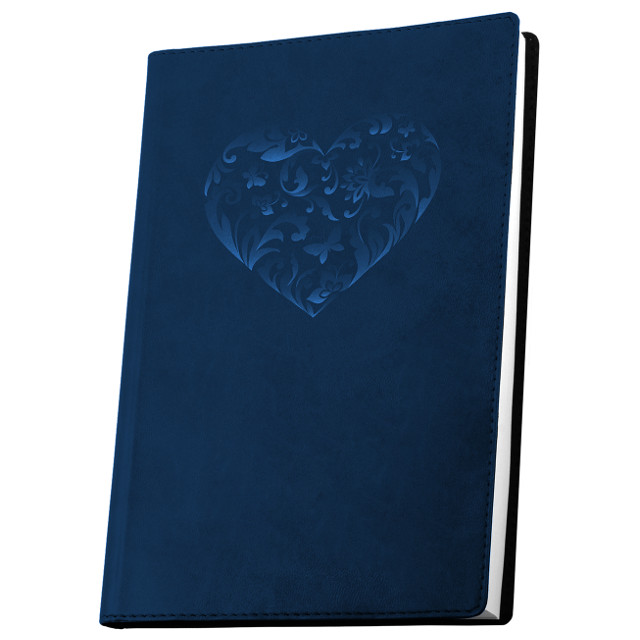 Діловий записник А6 Optima Vivella "Серце" 256 сторінок в лінію темно-синій