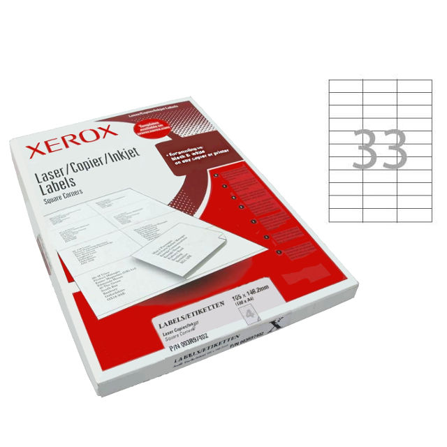 Етикетки Xerox 70х26мм 3300шт 100 аркушів