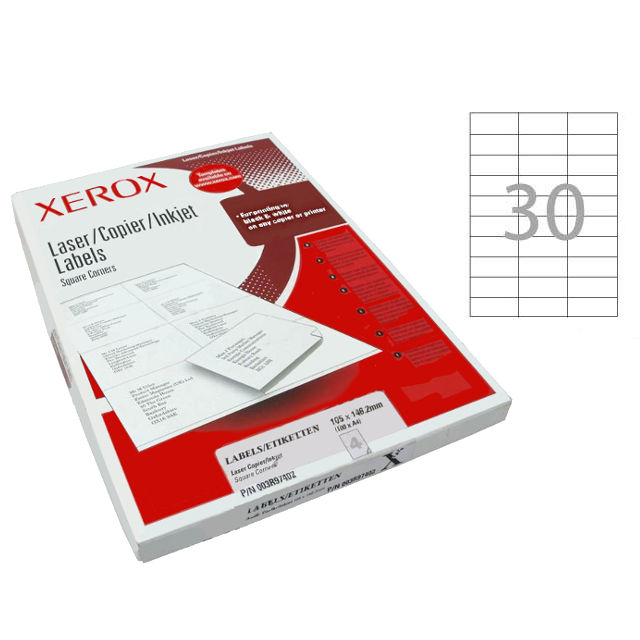 Етикетки Xerox 70х29, 7мм 3000шт 100 листів