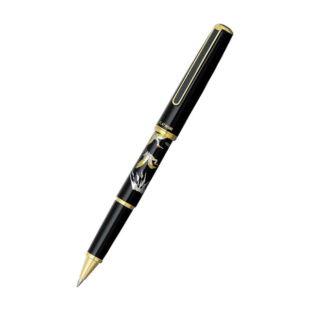 Ручка гелева Platinum Maki-e Журавель чорна