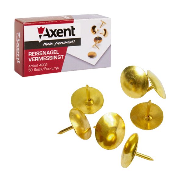 Кнопки Axent золоті 50шт в картоні 4202