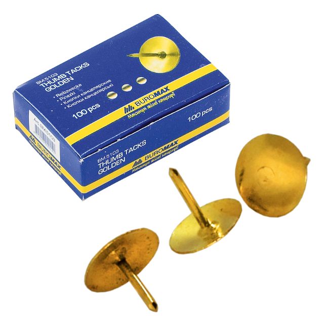 Кнопки BuroMax золоті 100шт в картоні ВМ.5103