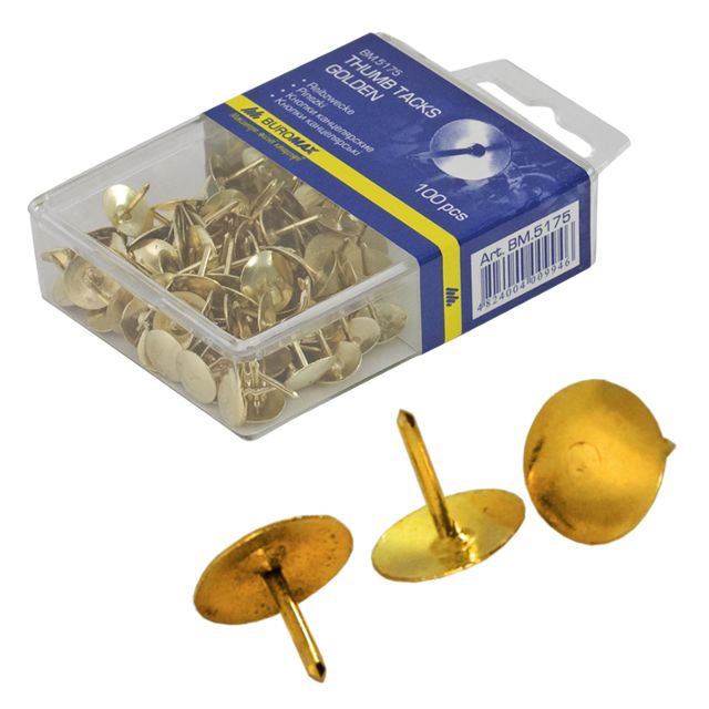 Кнопки BuroMax золоті 100шт пластикові BM.5175