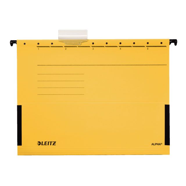 Підвісна папка А4 Leitz Alpha V-подібна картонна з обмежувачем жовта