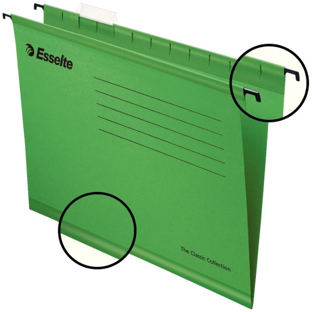 Підвісна папка Esselte Classic V-подібна картонна яскраво-зелена