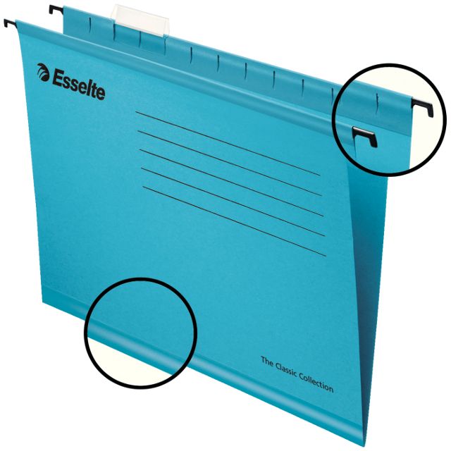 Підвісна папка Esselte Classic V-подібна картонна яскраво-синя