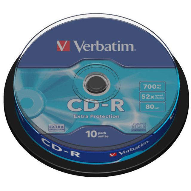 Диски CD-R Verbatim ExtraProtection 52x 700Mb 80хв туба 10шт