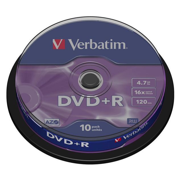 Диски DVD+R Verbatim MattSilver 16x 4.7Gb 120хв туба 10шт