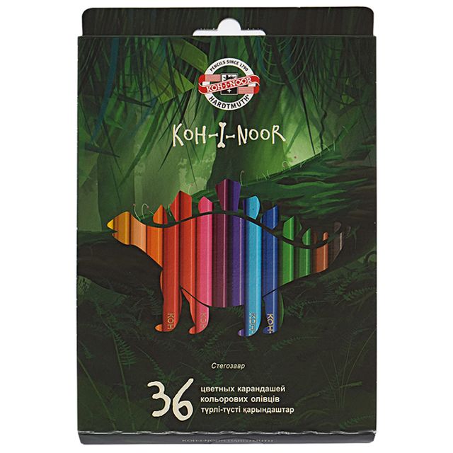 Набір кольорових олівців K-I-N Dino 36 штшестигранні