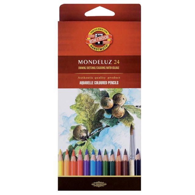 Набір кольорових акварельних олівців K-I-N Mondeluz 24 шт шестигранні
