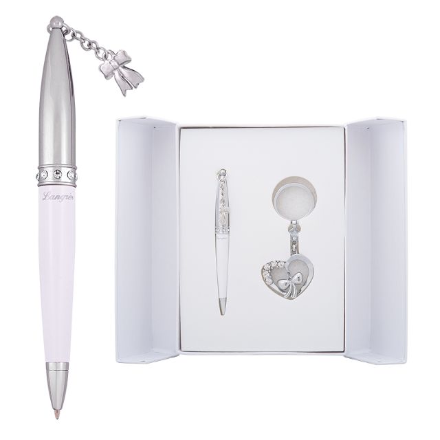 Набір подарунковий Langres Love ручка кулькова + брелок білий