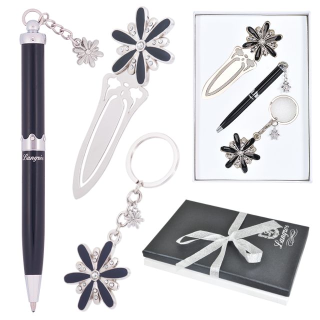 Набір подарунковий Langres "Star" ручка кулькова + брелок + закладка для книг чорний