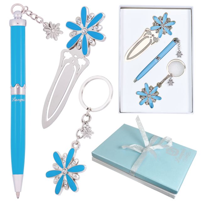 Набір подарунковий Langres Star ручка кулькова + брелок + закладка для книг блакитний