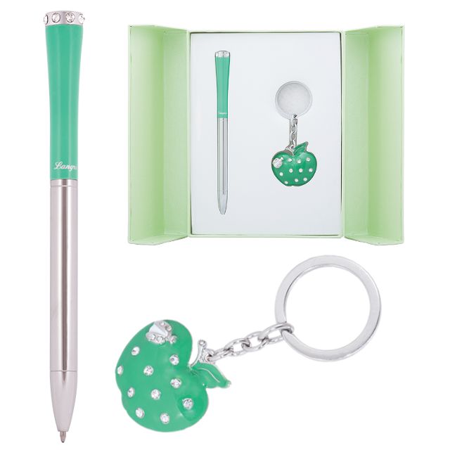 Набір подарунковий Langres Apple ручка кулькова + брелок зелений