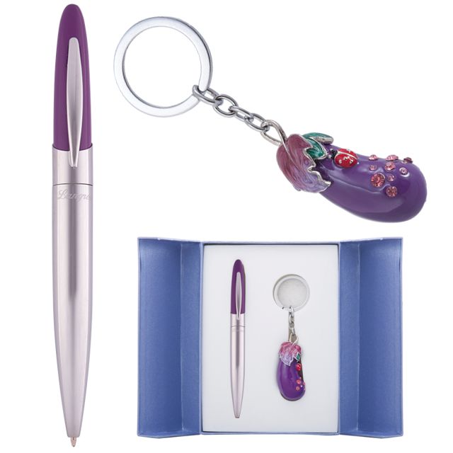 Набір подарунковий Langres Aubergine ручка кулькова + брелок фіолетовий