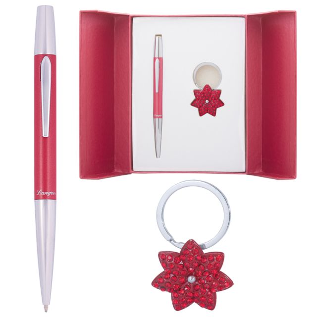 Набір подарунковий Langres Star ручка кулькова + брелок червоний
