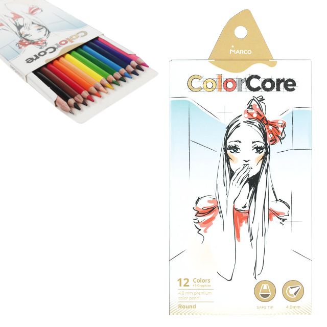 Набір кольорових олівців Marco ColorCore Дівчинка 12 шт. + 1 графітний круглі