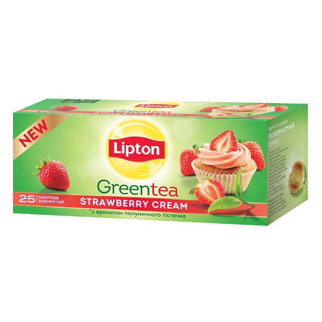 Чай Lipton Green Strawberry Cream у пакетиках 25штх1,6г