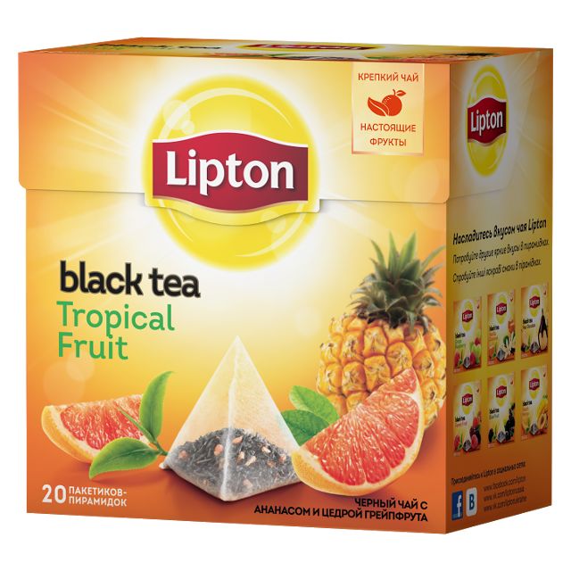 Чай Lipton Tropical Fruit Tea у пірамідках 20х1,8г