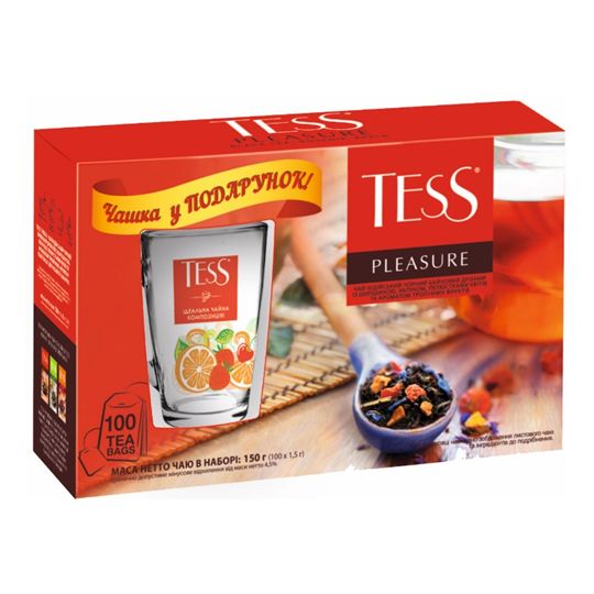 Подарунковий набір: Чай Tess Pleasure 100х1,5г + чашка