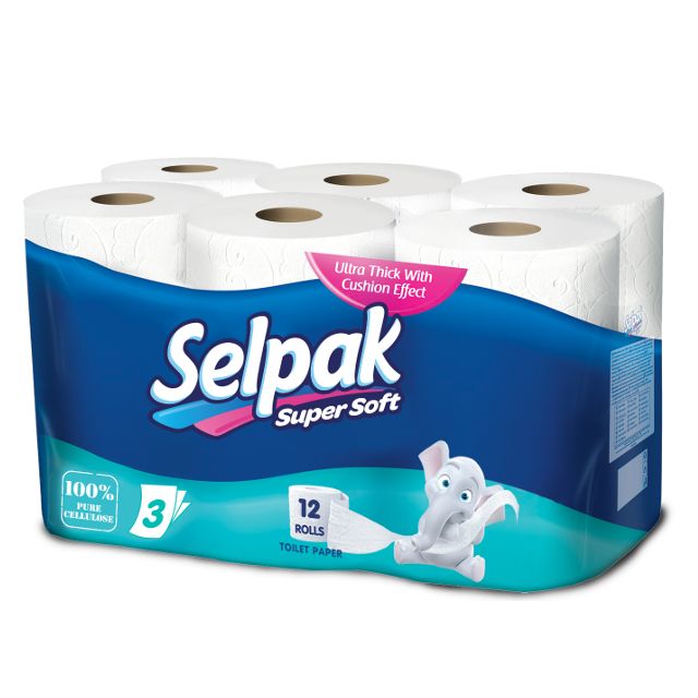 Туалетний папір рулонний Selpak 3-х шаровий білий 12шт