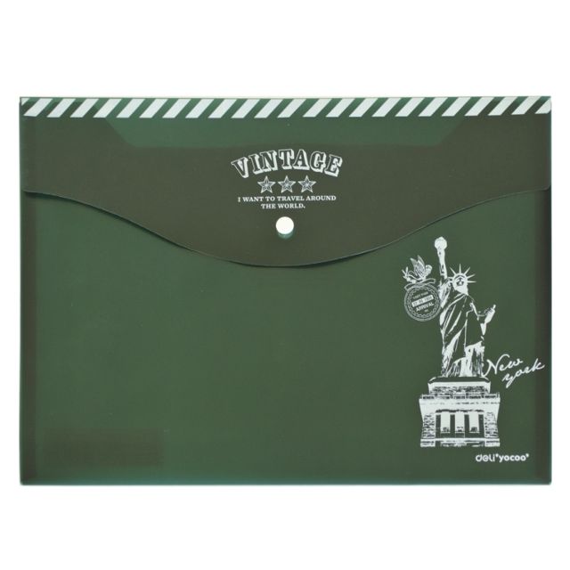 Папка-конверт на кнопці А4 Deli "Vintage New York" непрозора