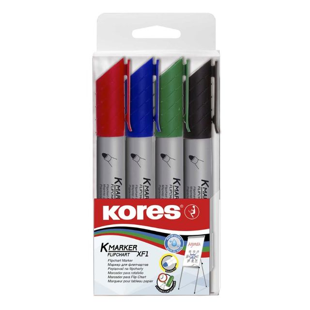 Набір маркерів для фліпчарту Kores XF1 1-3мм 4 кольори