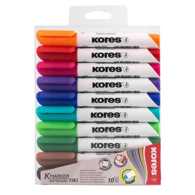 Набір маркерів для дошки Kores 1-3мм 10 кольорів