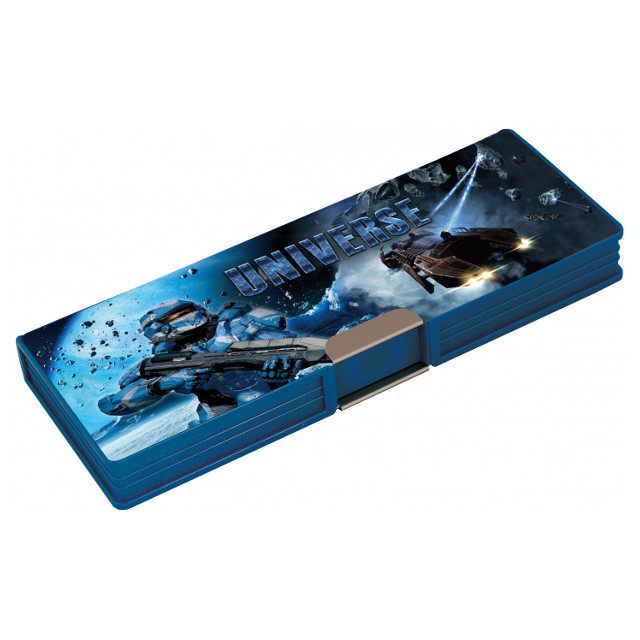 Пенал CFS "Universe" 2 відділення пласт на магніті синій