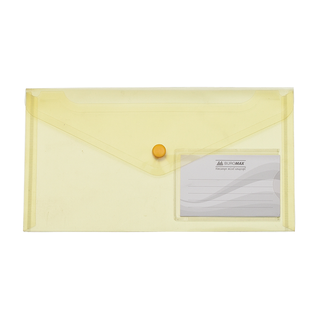 Папка-конверт на кнопці DL BuroMax з карманом для візитки асорті BM.3938