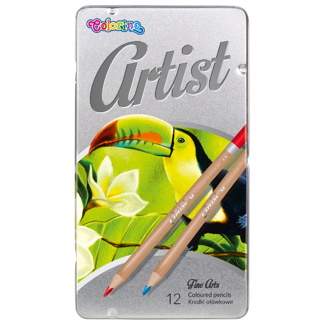 Набір кольорових олівців Colorino Artist 12 шт в металевому пеналі