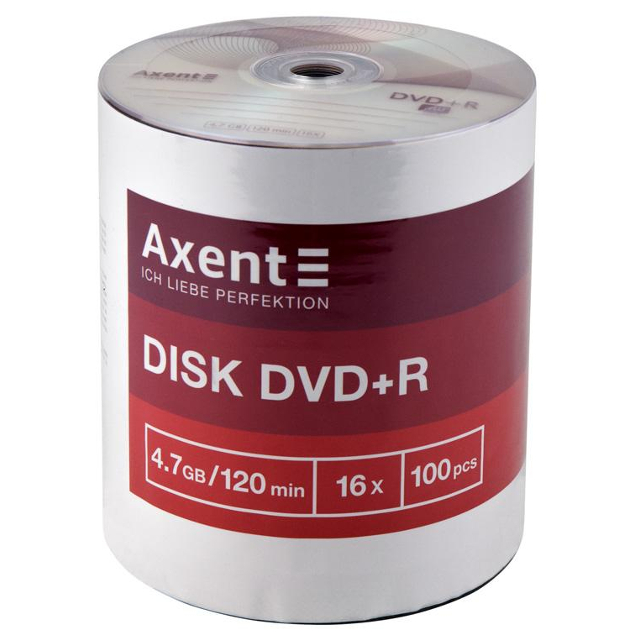 Диски DVD+R Axent 16х 4.7Gb 120хв балка 100шт