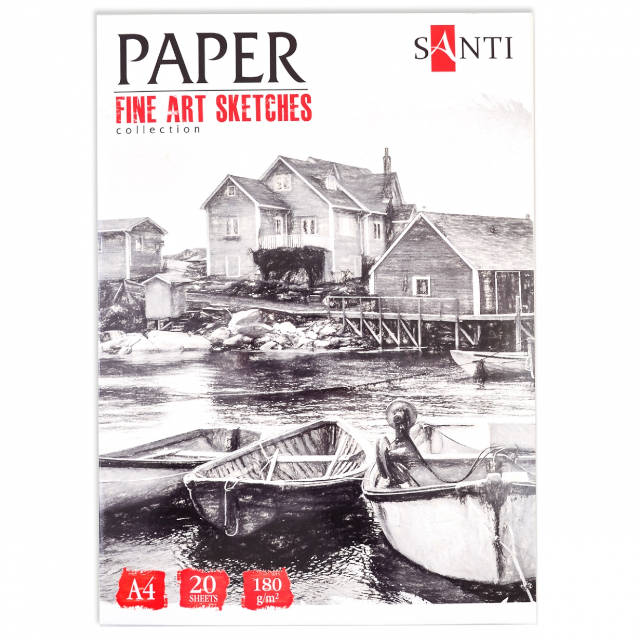 Папка з папером для малювання А4 Santi Fine Art Sketches 180г/м2 20 аркушів