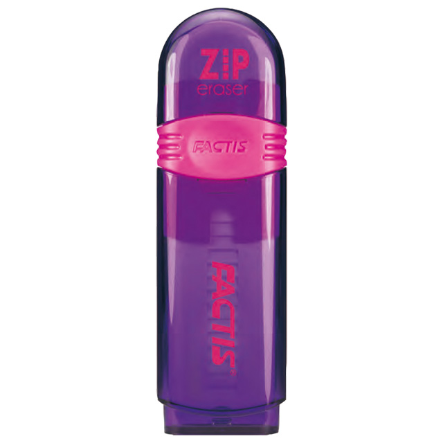 Гумка Factis Zip висувна в пластиковому футлярі асорті кольорів