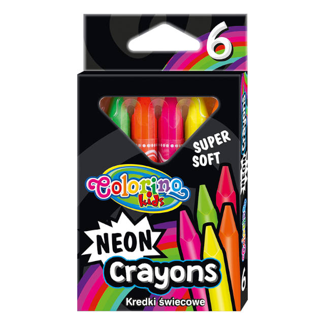 Крейда кольорова воскова Colorino тригранна 6 кольорів неон