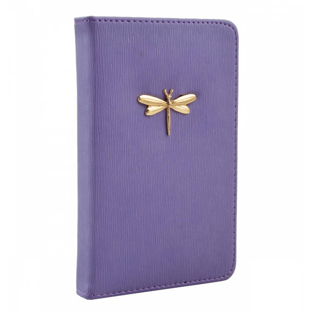 Недатований щоденник А6 Leo Planner Levita стрекоза фіолетовий з фіолетовим зрізом та металевою шильдою (5056137187959)