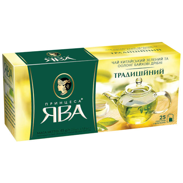Чай Принцеса Ява Традиційний зелений у пакетиках 25х1,8г