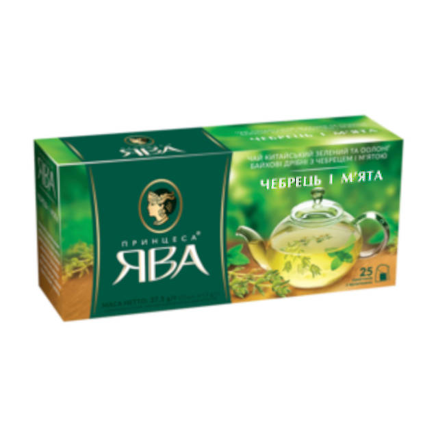 Чай Принцеса Ява Чабрець та м'ята зелений у пакетиках 25штх1,5г