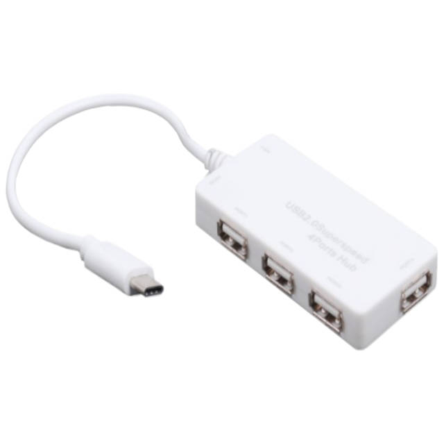 Хаб Maxxter HC-204 на 4 порти USB із вбудованим кабелем білий