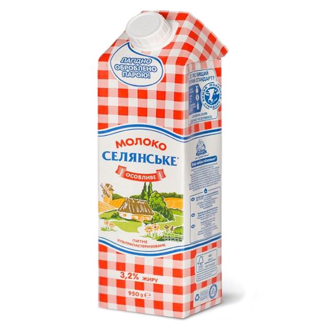 Молоко Селянське 3,2% 950г