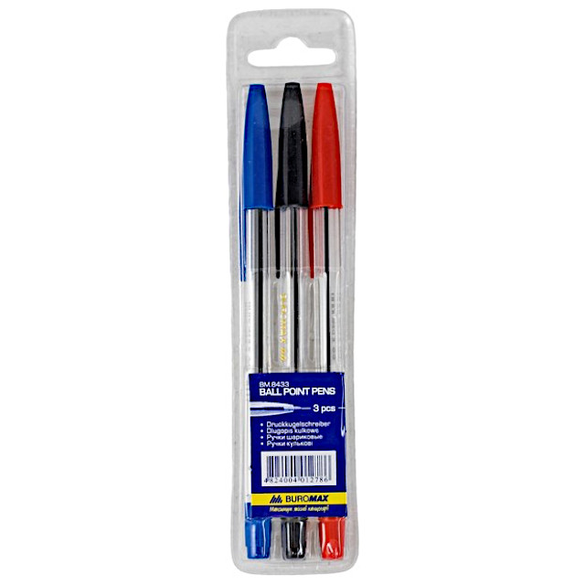 Набір кулькових ручок BuroMax Корвіна 0,7 мм 3 кольори