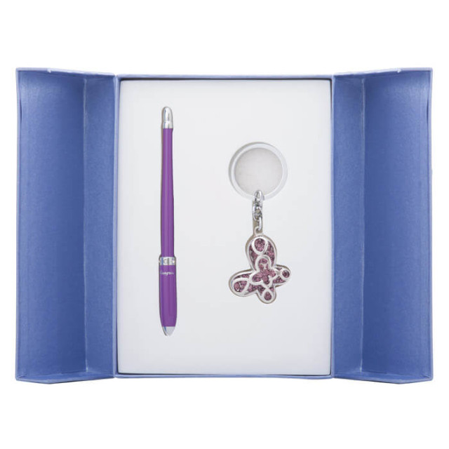 Набір подарунковий Langres "Night Moth" ручка кулькова + брелок фіолетовий