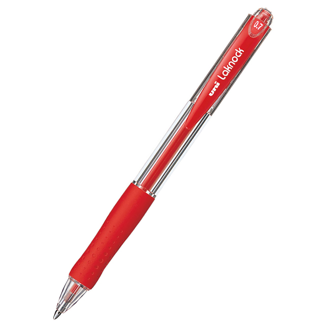 Ручка кулькова автоматична Uni Laknock SN-100 0,7 мм червона