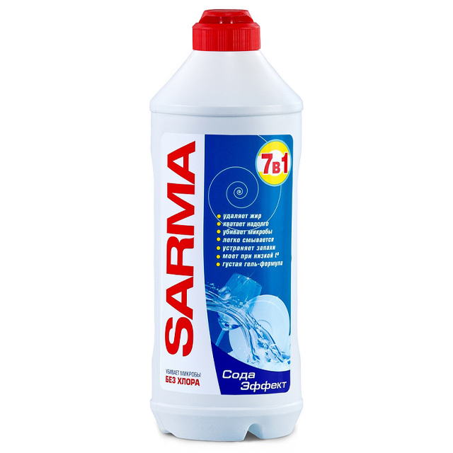 Засіб для миття посуду Sarma 7в1 Сода-Ефект гель 500мл