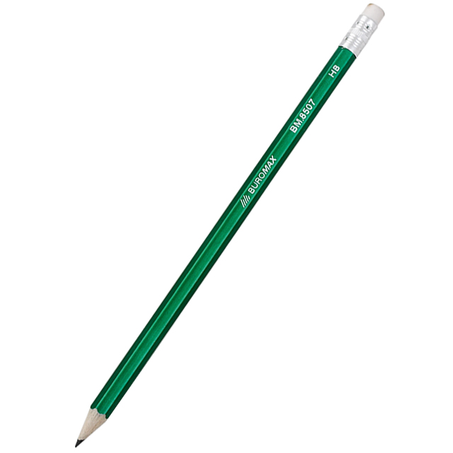 Олівець BuroMax 8507 HB шестигранний з гумкою